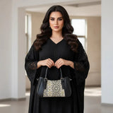 Black  Curve Satchel – Luxury Gold Islamic Geometric Arabesque Pattern - 2