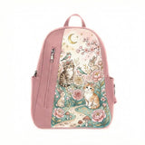 Rose Mixed Backpack Whimsical Watercolor Pastel Kitten and Bunny Floral Art - 1