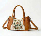 Havana Curve Satchel – Vintage Floral Embroidered Damask - 6