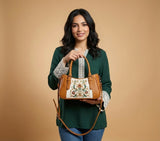 Havana Curve Satchel – Vintage Floral Embroidered Damask - 2