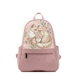 Rose Vivid Backpack Elegant Watercolor Siberian Cat and Kitten - 1