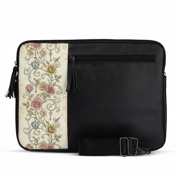 Vivid Laptop Sleeve Vintage Romantic Cottagecore Rose Botanical Floral Pattern - 1
