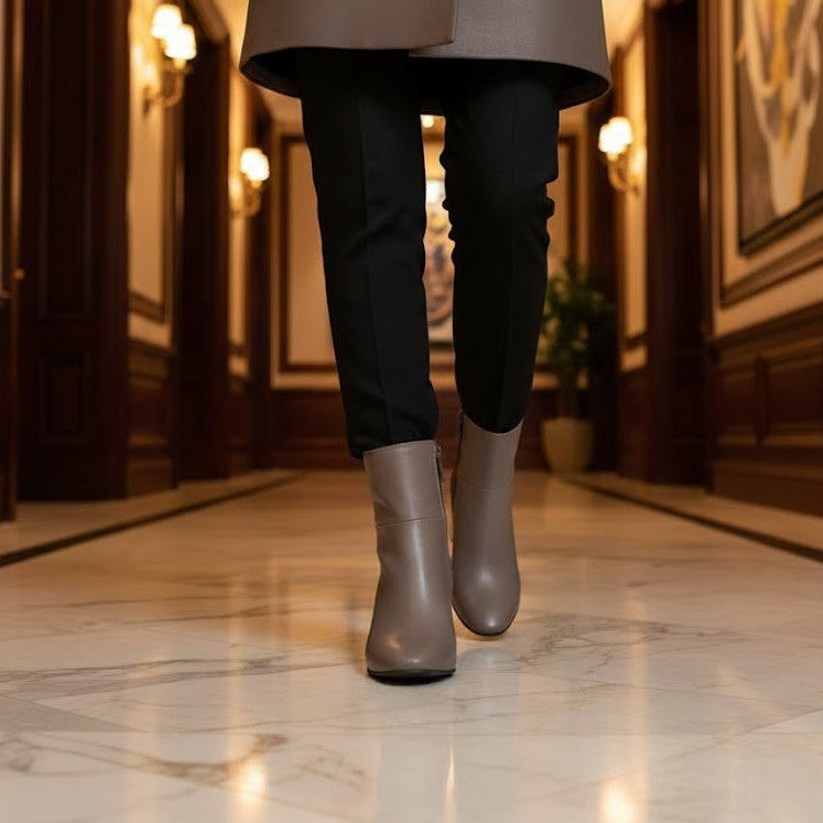 Cafe Taupe Bold Stride Ankle Boots - 5