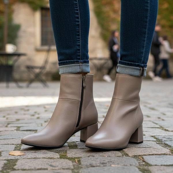 Cafe Taupe Bold Stride Ankle Boots - 1