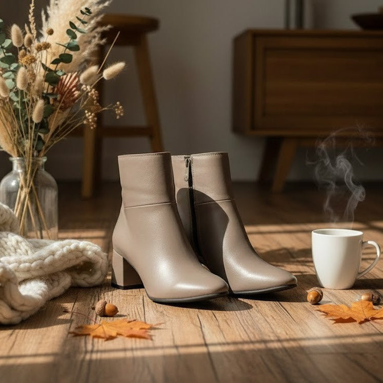 Cafe Taupe Bold Stride Ankle Boots - 8