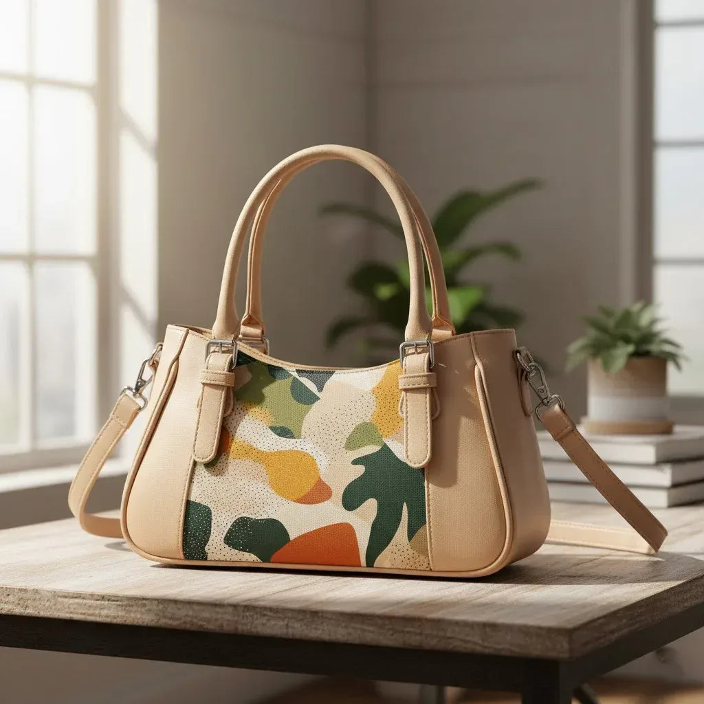 Beige Curve Satchel – Sleek, Stylish, Everyday - 6