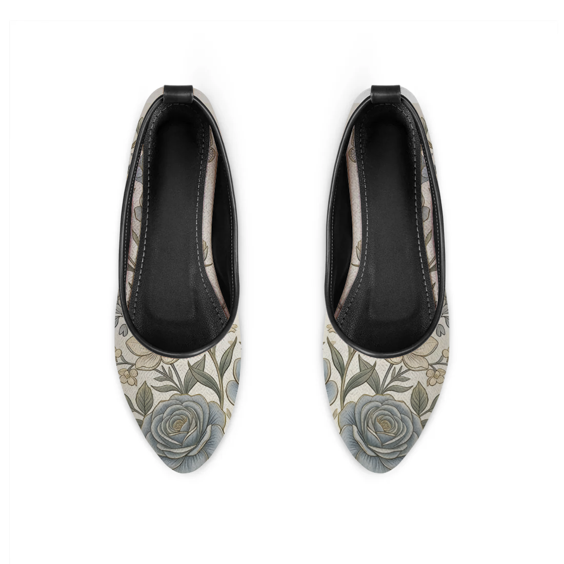 Vintage Blue Floral Aesthetic shoe design printed on a footwear — ECADRA