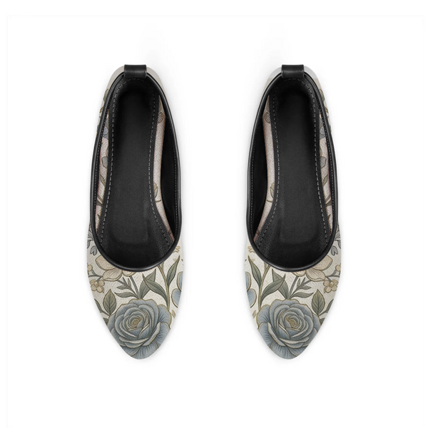 Vintage Blue Floral Aesthetic shoe design printed on a footwear — ECADRA