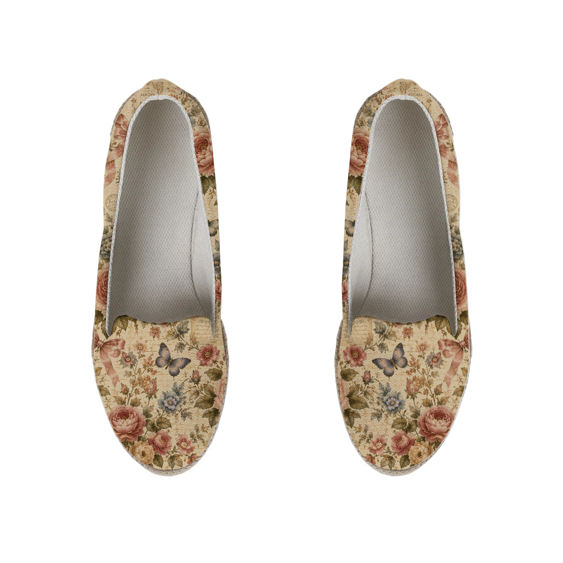 Vintage rose and bow design printed on a footwear — ECADRA