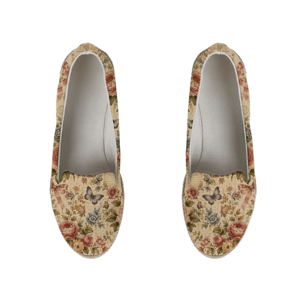 Vintage rose and bow design printed on a footwear — ECADRA