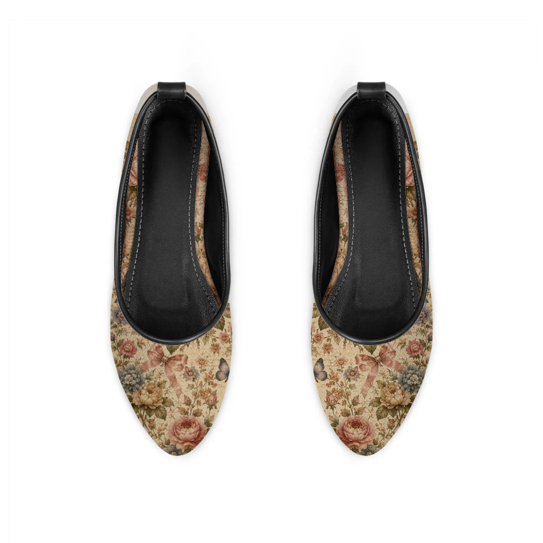 Vintage Rose and bow design printed on a footwear — ECADRA