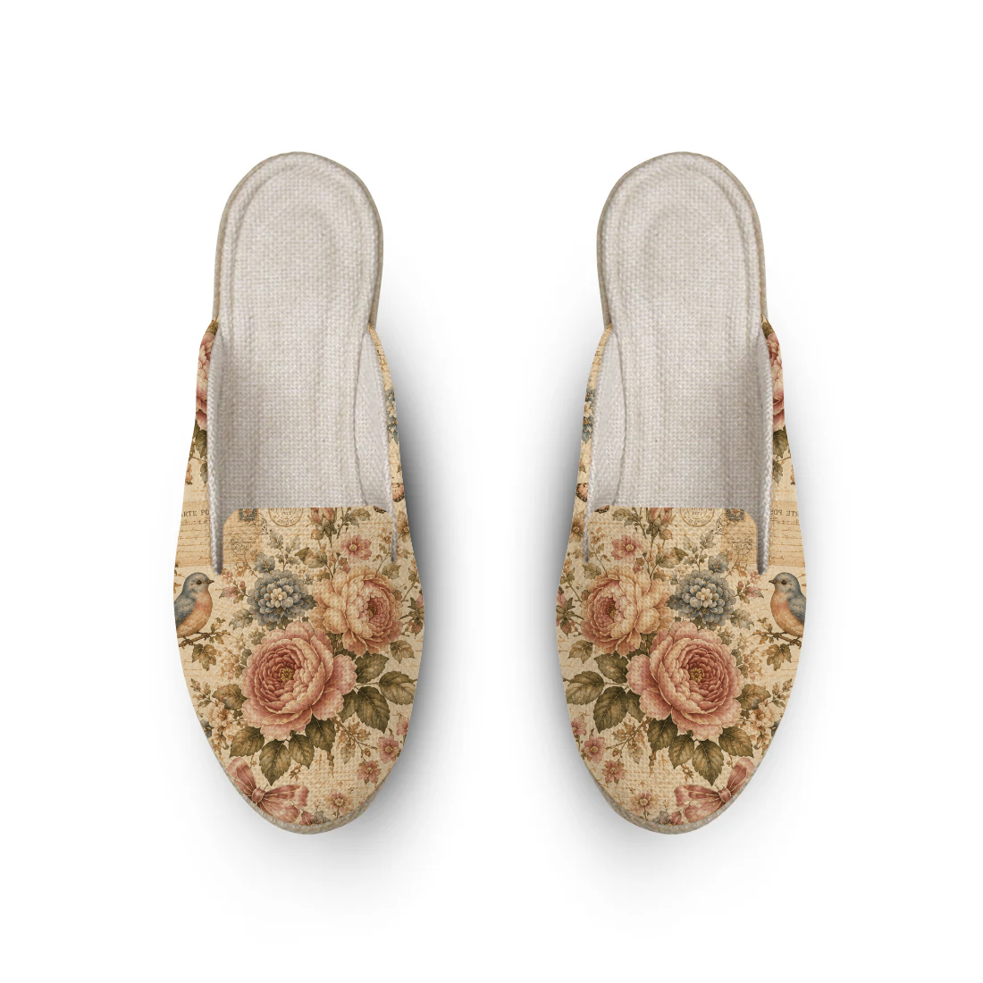 Vintage rose shoe design printed on a footwear — ECADRA