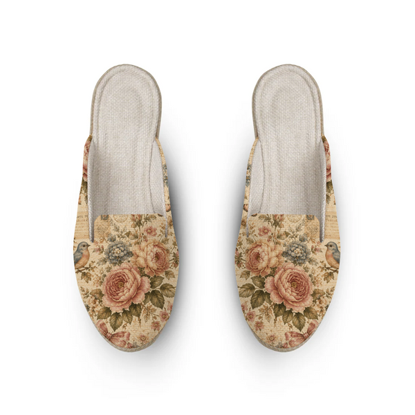 Vintage rose shoe design printed on a footwear — ECADRA