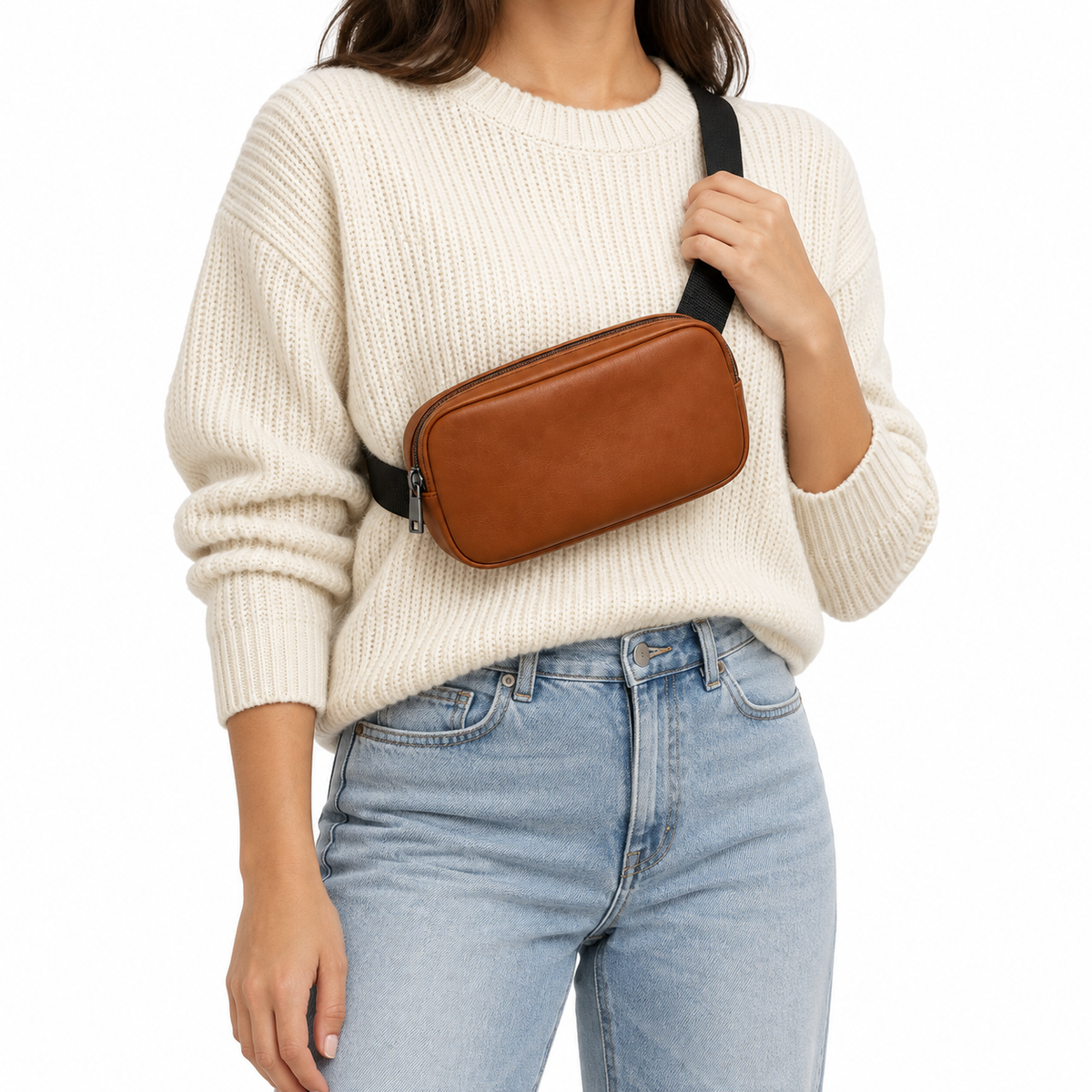 Side Quest Belt Bag – Havana – worn crossbody as a chest sling – ECADRA