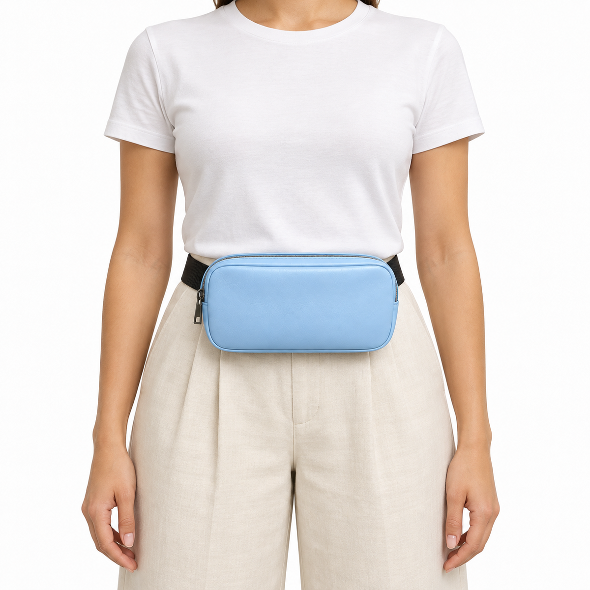 Side Quest Belt Bag – Light Blue – worn on the waist – ECADRA