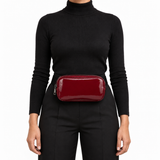 Side Quest Belt Bag – Burgundy Gloss – worn on the waist – ECADRA