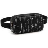 Side Quest Belt Bag – Black Wildflowers – three-quarter view – ECADRA