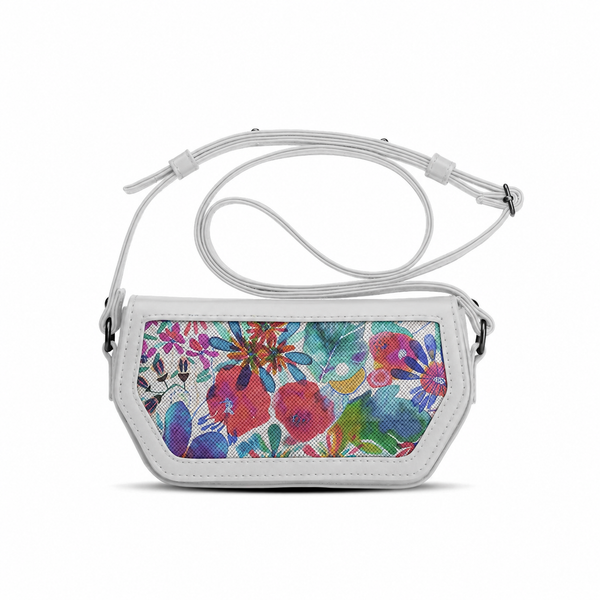 White Swag Crossbody Flower Paint – شنطة كروس ميني مرسوم عليها ورد – ECADRA