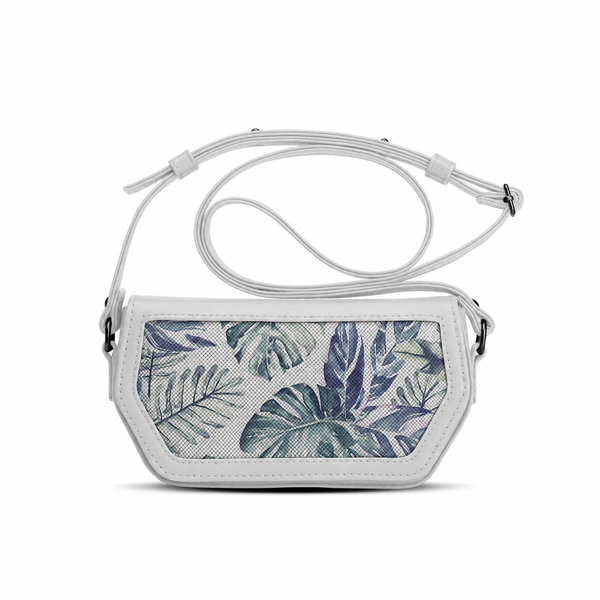 White Swag Crossbody Watercolor tropical – شنطة كروس ميني مرسوم عليها طبيعة استوائية – ECADRA