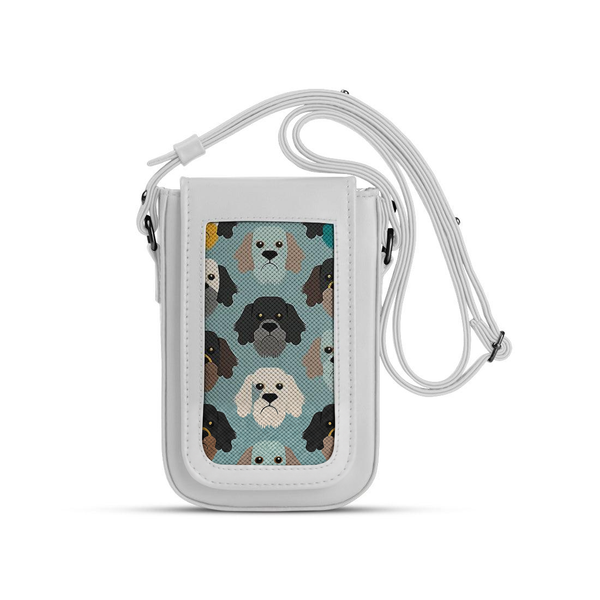 White Tagged Crossbag Dogs – شنطة كروس للموبايل مرسوم عليها كلاب – ECADRA