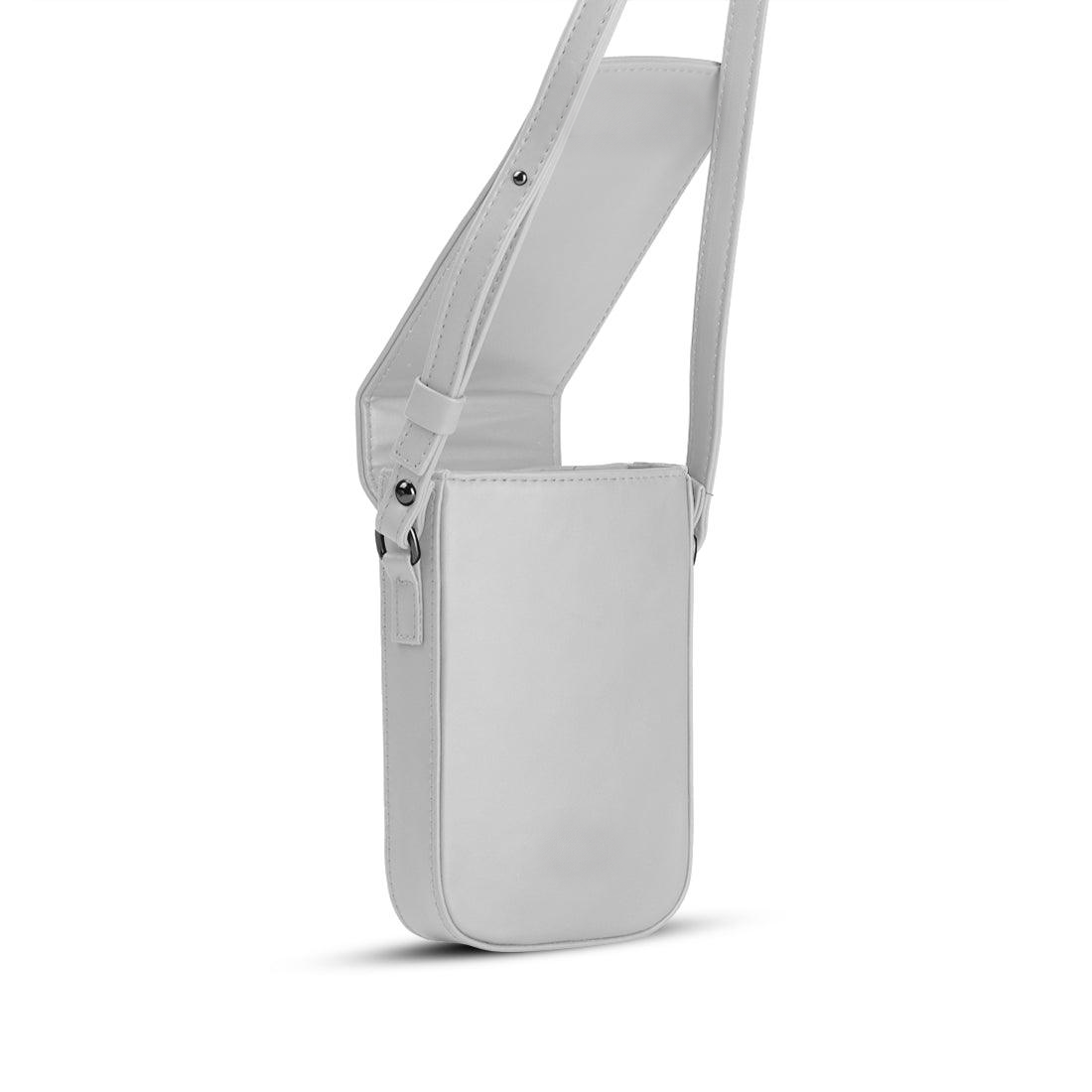 White Tagged Crossbag Sectioned – شنطة كروس للموبايل، صورة تانية – ECADRA