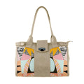 Beige Double Handle Large Bag Abstract