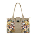 Beige Double Handle Large Bag African Spotted