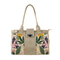 Beige Double Handle Large Bag Leafs