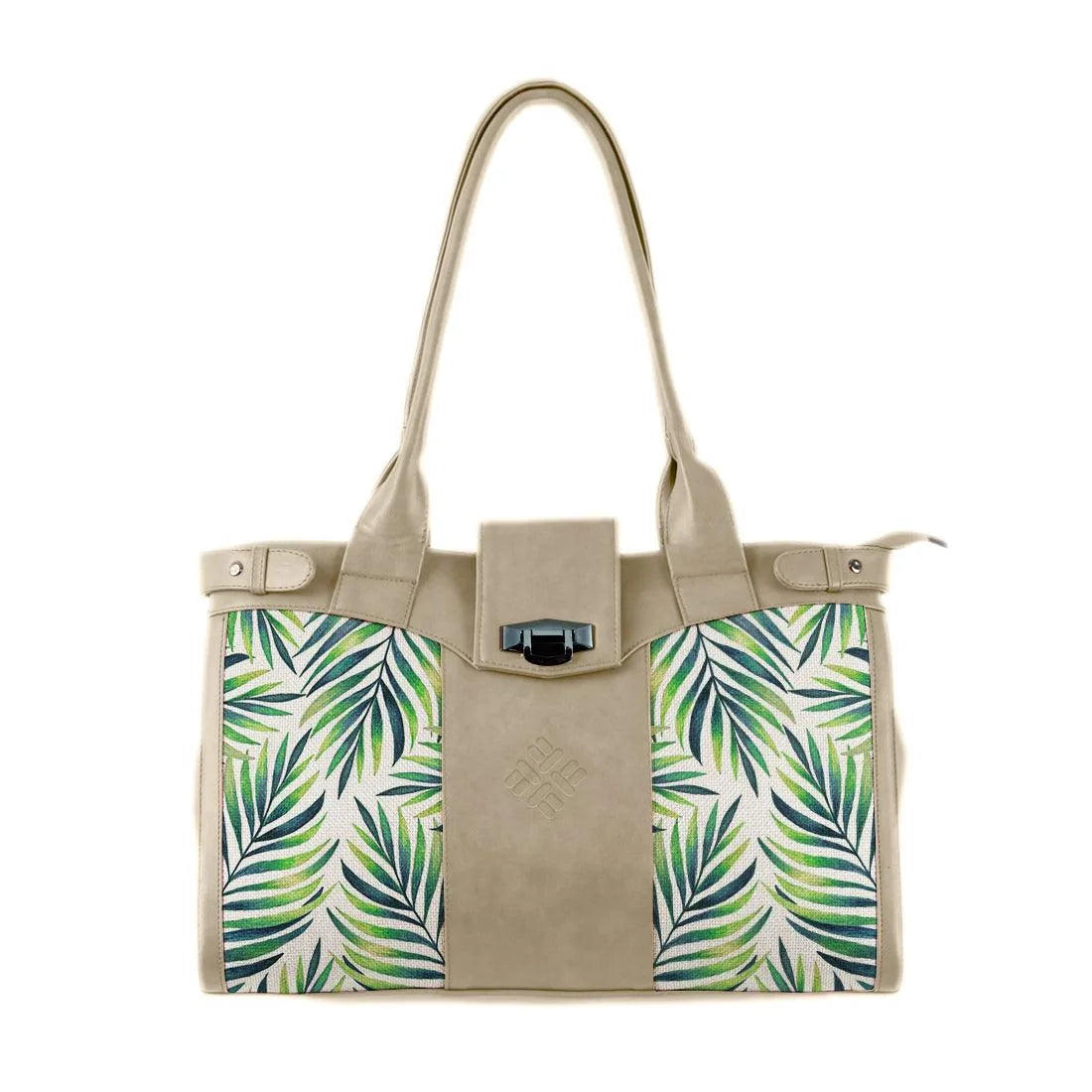Beige Double Handle Large Bag Palm - CANVAEGYPT