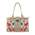 Beige Double Handle Large Bag White Floral