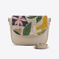 Beige Messenger Crossbody Summer Leafs