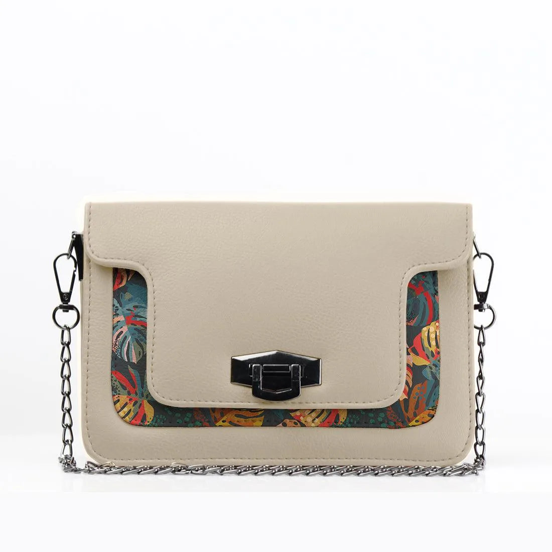 Beige Mini Embossed Chain Bag Palm - CANVAEGYPT