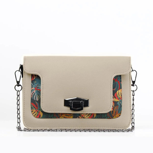 Beige Mini Embossed Chain Bag Palm - CANVAEGYPT