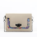 Beige Mini Embossed Chain Bag Purple Floral