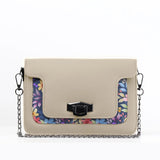 Beige Mini Embossed Chain Bag Purple Floral - CANVAEGYPT