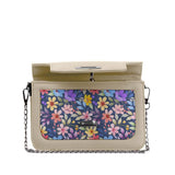 Beige Mini Embossed Chain Bag Purple Floral - CANVAEGYPT
