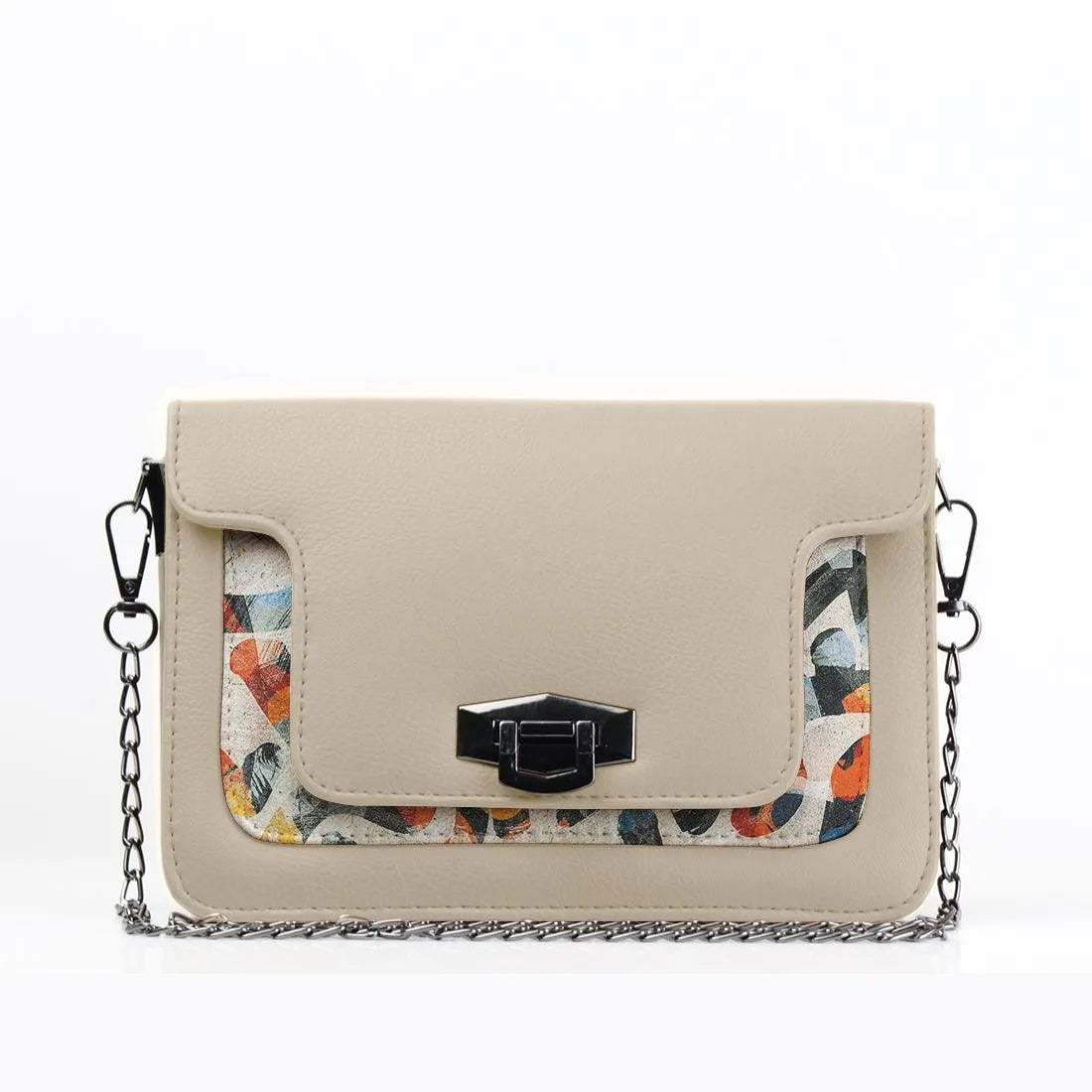 Beige Mini Embossed Chain Bag Sand Brushes - CANVAEGYPT
