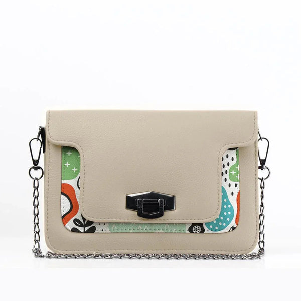 Beige Mini Embossed Chain Bag Shapes - CANVAEGYPT