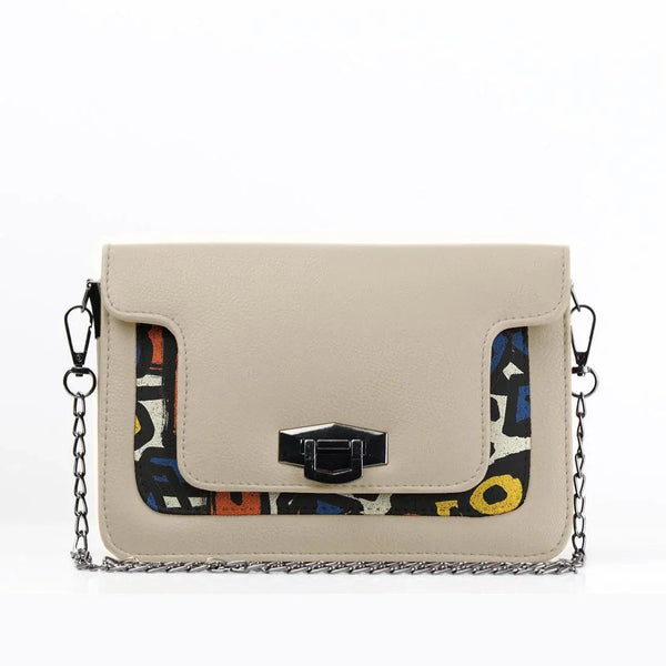Beige Mini Embossed Chain Bag Stroke - CANVAEGYPT
