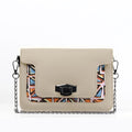 Beige Mini Embossed Chain Bag Triangles