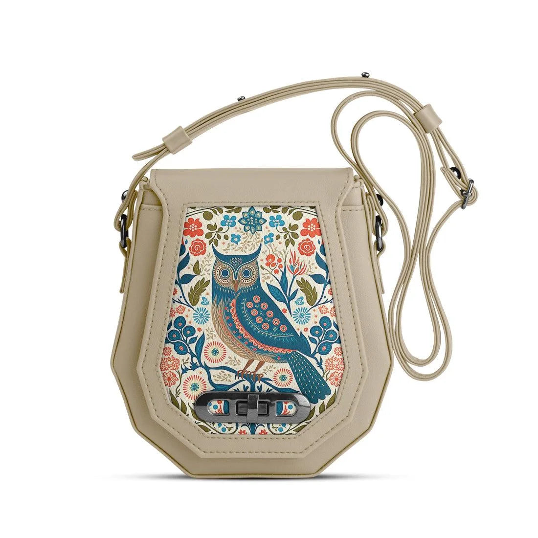 Beige Polygon Crossbags Owl - CANVAEGYPT