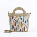 Beige Top Handle Handbag Brushes Spots