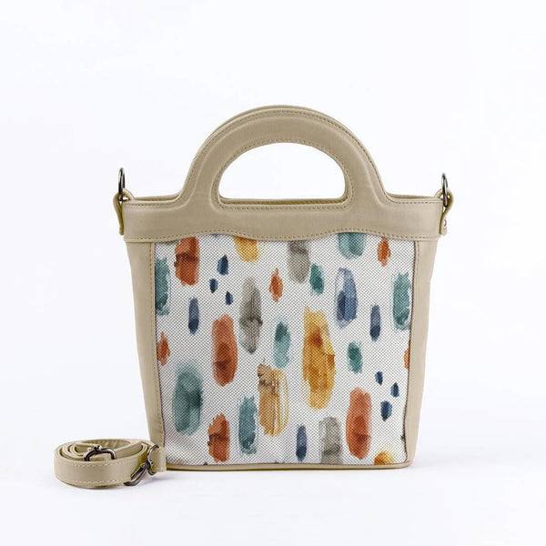 Beige Top Handle Handbag Brushes Spots - CANVAEGYPT