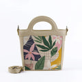 Beige Top Handle Handbag Leafs