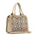 Beige Travel Hobo Bag Pixely Pattern