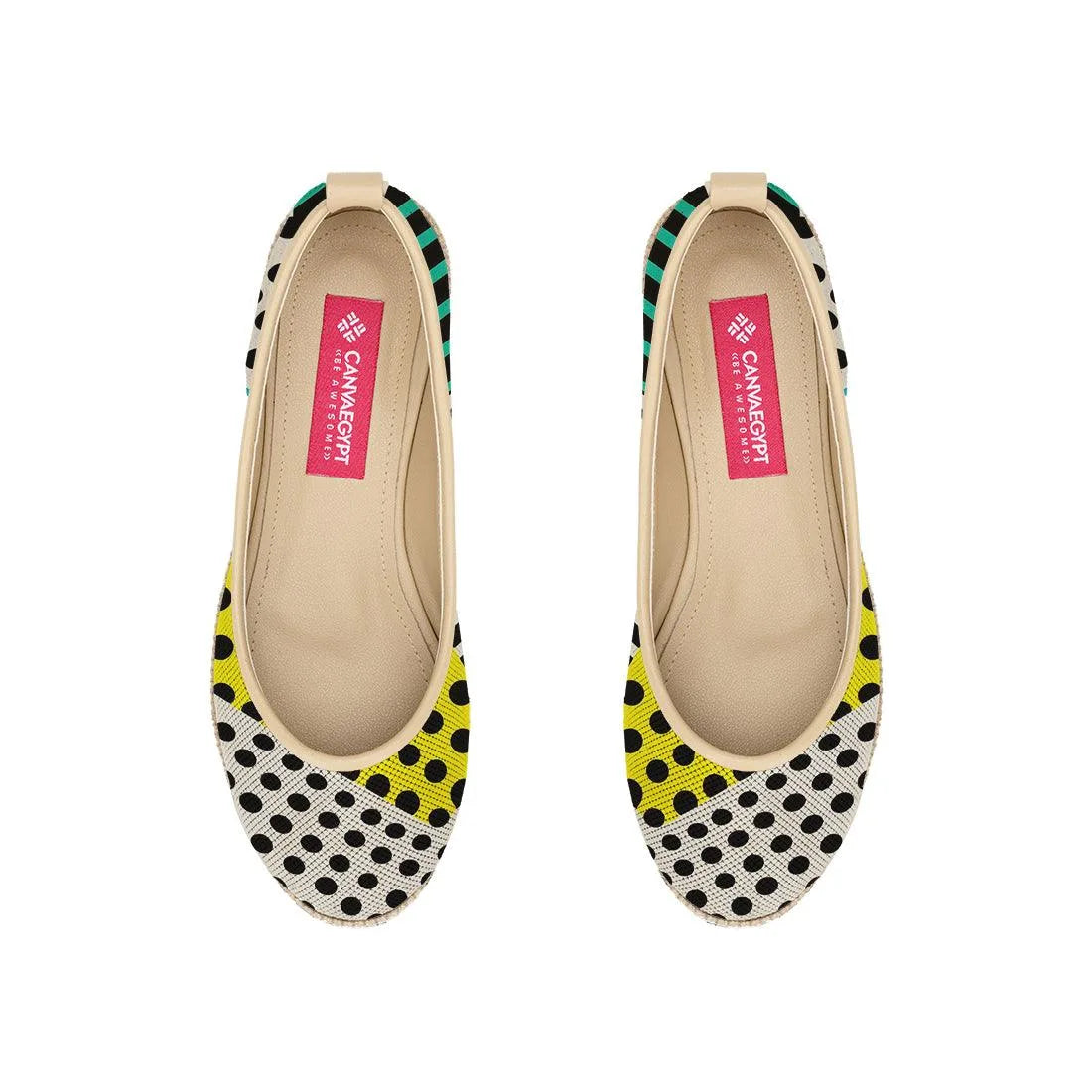 Beige Voyage Round Toe Dotted - CANVAEGYPT