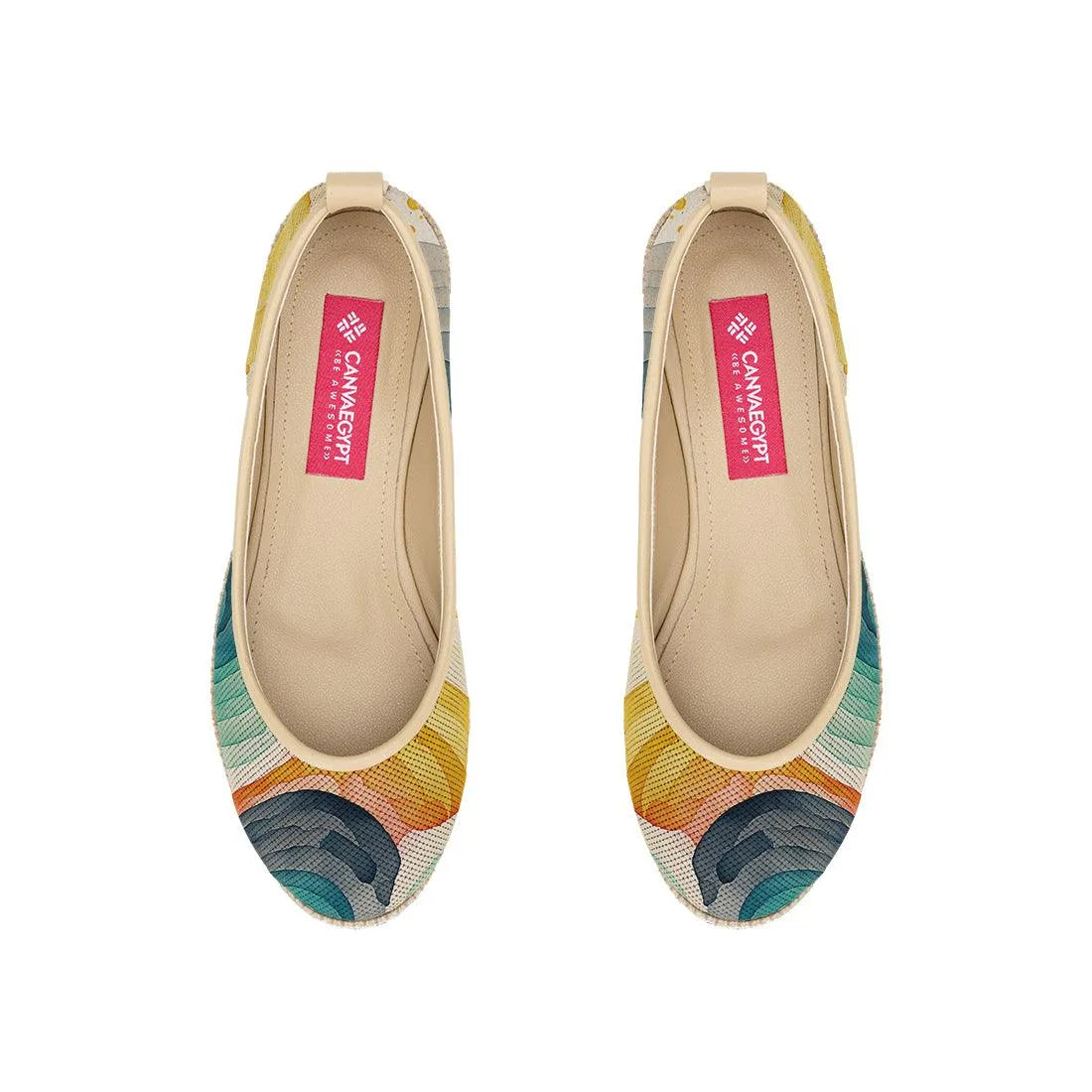 Beige Voyage Round Toe Scribbles - CANVAEGYPT