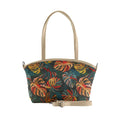 Beige Wide Tote Bag Big Leafs