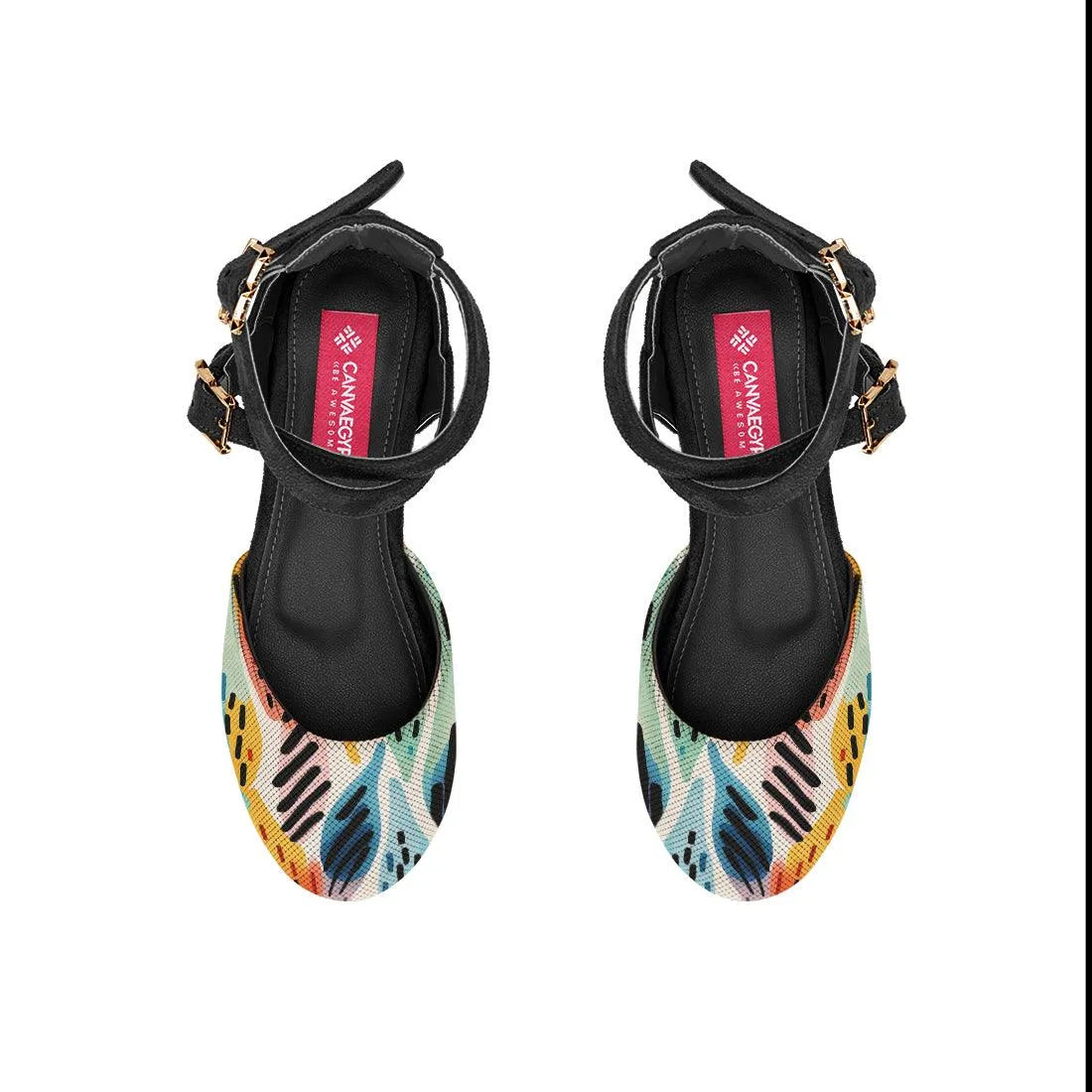Black Chunky Sandal Drawen Leaf - CANVAEGYPT