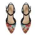 Black Closed Strap Sandal Watercolor Flowers